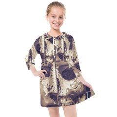 Creepy Photo Collage Artwork Kids  Quarter Sleeve Shirt Dress by dflcprintsclothing