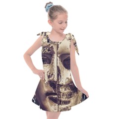 Creepy Photo Collage Artwork Kids  Tie Up Tunic Dress by dflcprintsclothing