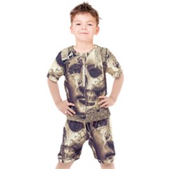 Creepy Photo Collage Artwork Kids  Tee And Shorts Set by dflcprintsclothing