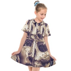 Creepy Photo Collage Artwork Kids  Short Sleeve Shirt Dress by dflcprintsclothing