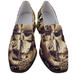 Creepy Photo Collage Artwork Women s Chunky Heel Loafers