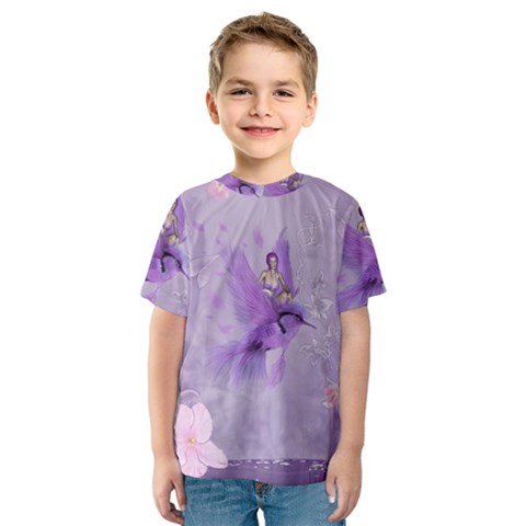 Fairy With Fantasy Bird Kids  Sport Mesh Tee by FantasyWorld7