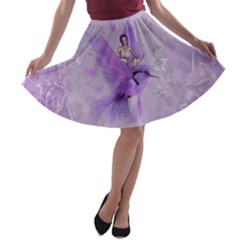 Fairy With Fantasy Bird A-line Skater Skirt by FantasyWorld7