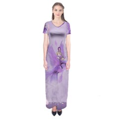 Fairy With Fantasy Bird Short Sleeve Maxi Dress by FantasyWorld7