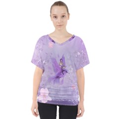 Fairy With Fantasy Bird V-neck Dolman Drape Top by FantasyWorld7