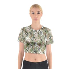 Romantic Beige Flowers Cotton Crop Top by retrotoomoderndesigns