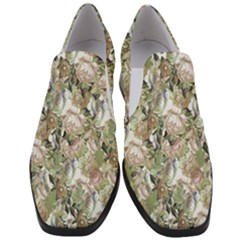 Romantic Beige Flowers Slip On Heel Loafers