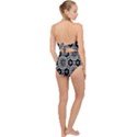 Black White Abstract Flower Scallop Top Cut Out Swimsuit View2