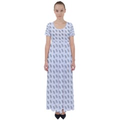 Leaves Plot Background High Waist Short Sleeve Maxi Dress