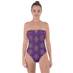 Ornate Heavy Metal Stars In Decorative Bloom Tie Back One Piece Swimsuit by pepitasart