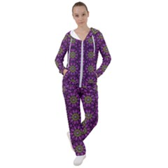 Ornate Heavy Metal Stars In Decorative Bloom Women s Tracksuit