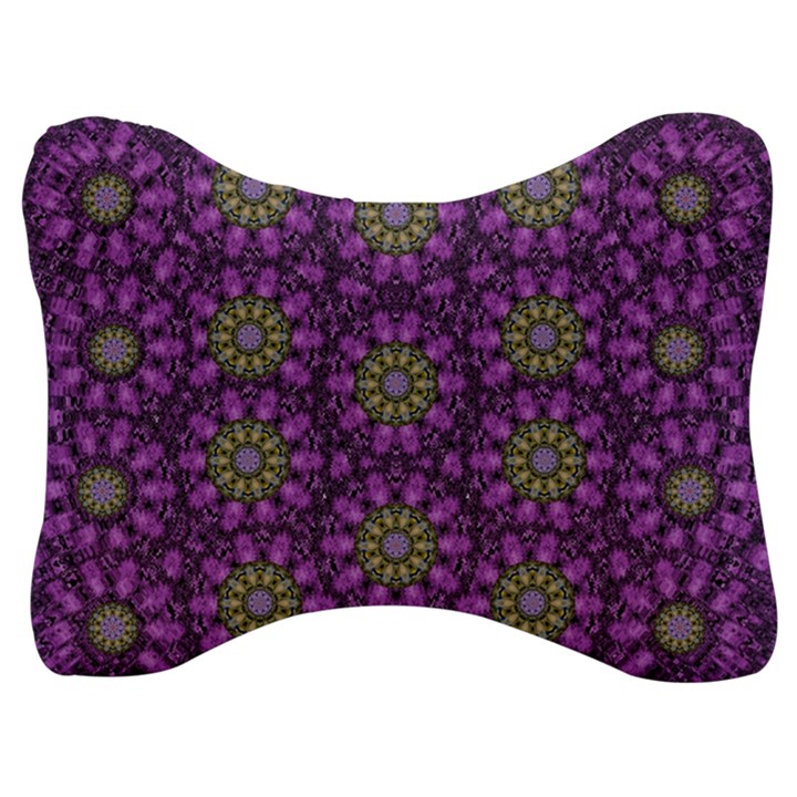 Ornate Heavy Metal Stars In Decorative Bloom Velour Seat Head Rest Cushion