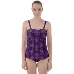 Ornate Heavy Metal Stars In Decorative Bloom Twist Front Tankini Set by pepitasart