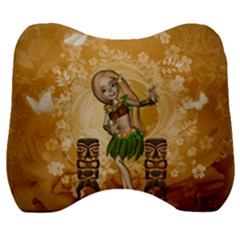 Cute Littel Island Girl Velour Head Support Cushion by FantasyWorld7