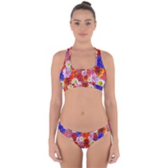 Multicolored Daisies Cross Back Hipster Bikini Set by retrotoomoderndesigns