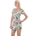 Vintage Roses Short Sleeve Asymmetric Mini Dress View1