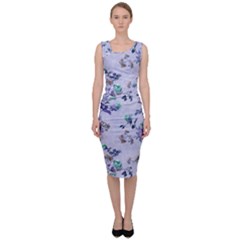 Vintage Roses Purple Sleeveless Pencil Dress