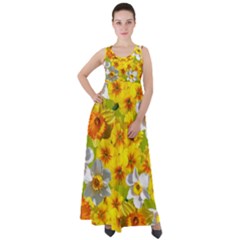 Daffodil Surprise Empire Waist Velour Maxi Dress