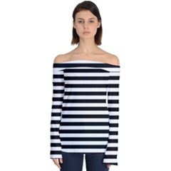 Black Stripes Off Shoulder Long Sleeve Top