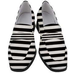 Black Stripes Women s Chunky Heel Loafers