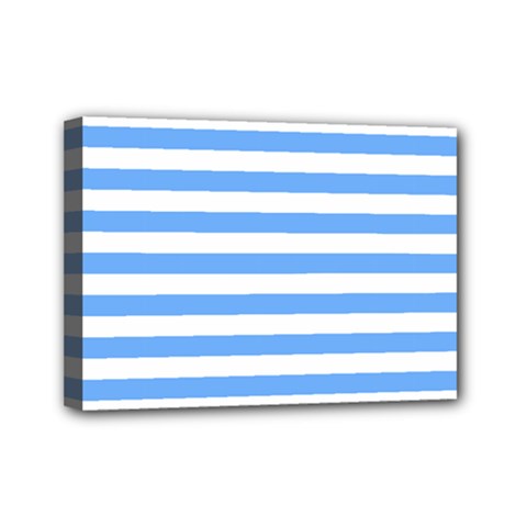 Blue Stripes Mini Canvas 7  X 5  (stretched) by snowwhitegirl