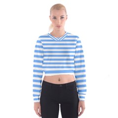 Blue Stripes Cropped Sweatshirt by snowwhitegirl