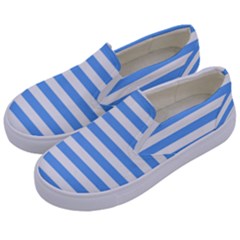 Blue Stripes Kids  Canvas Slip Ons by snowwhitegirl