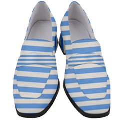 Blue Stripes Women s Chunky Heel Loafers