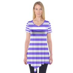 Lilac Purple Stripes Short Sleeve Tunic  by snowwhitegirl