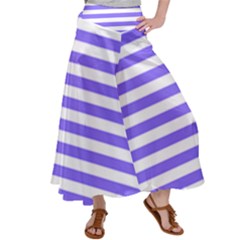 Lilac Purple Stripes Satin Palazzo Pants