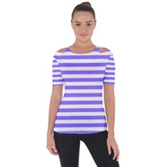 Lilac Purple Stripes Shoulder Cut Out Short Sleeve Top by snowwhitegirl