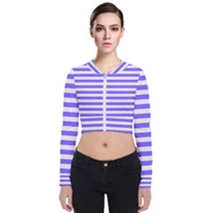 Lilac Purple Stripes Long Sleeve Zip Up Bomber Jacket by snowwhitegirl