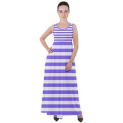 Lilac Purple Stripes Empire Waist Velour Maxi Dress by snowwhitegirl