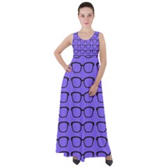 Nerdy Glasses Purple Empire Waist Velour Maxi Dress