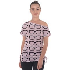 Nerdy Glasses Pink Tie-up Tee