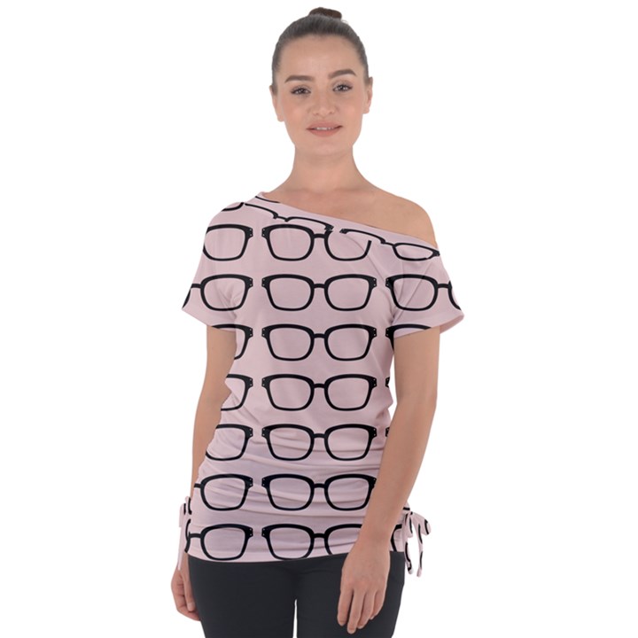 Nerdy Glasses Pink Tie-Up Tee