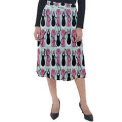 Waitress Uniform Dresses Nerdy Glasses Pattern Green Classic Velour Midi Skirt 