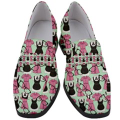 Waitress Uniform Dresses Nerdy Glasses Pattern Green Women s Chunky Heel Loafers