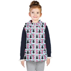 Waitress Uniform Dresses Nerdy Glasses Pattern Blue Kids  Hooded Puffer Vest by snowwhitegirl