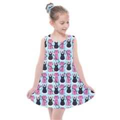 Waitress Uniform Dresses Nerdy Glasses Pattern Blue Kids  Summer Dress by snowwhitegirl