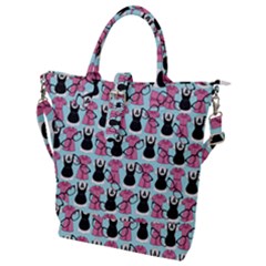 Waitress Uniform Dresses Nerdy Glasses Pattern Blue Buckle Top Tote Bag