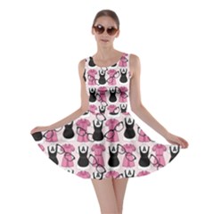 Waitress Uniform Dresses Nerdy Glasses Pattern Pink Skater Dress by snowwhitegirl