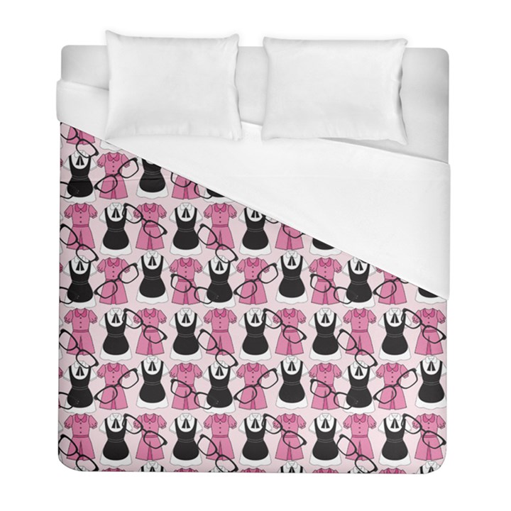 Waitress Uniform Dresses Nerdy Glasses Pattern Pink Duvet Cover (Full/ Double Size)