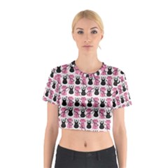 Waitress Uniform Dresses Nerdy Glasses Pattern Pink Cotton Crop Top by snowwhitegirl