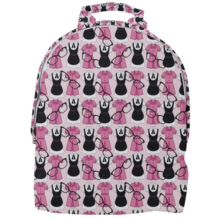 Waitress Uniform Dresses Nerdy Glasses Pattern Pink Mini Full Print Backpack