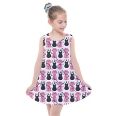 Waitress Uniform Dresses Nerdy Glasses Pattern Pink Kids  Summer Dress by snowwhitegirl