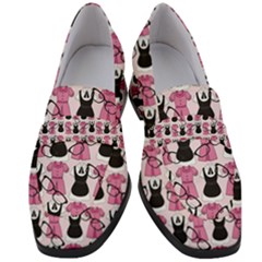 Waitress Uniform Dresses Nerdy Glasses Pattern Pink Women s Chunky Heel Loafers