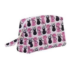 Waitress Uniform Dresses Nerdy Glasses Pattern Pink Wristlet Pouch Bag (medium)