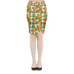 Citrus Tropical Orange Pink Midi Wrap Pencil Skirt by snowwhitegirl