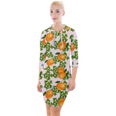 Citrus Tropical Orange Pink Quarter Sleeve Hood Bodycon Dress